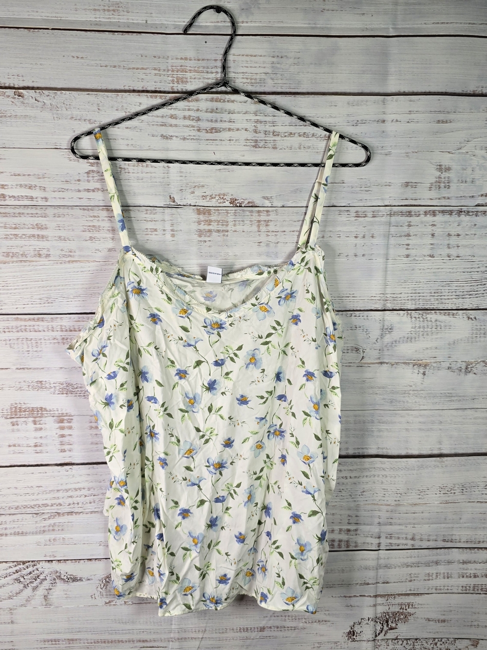 Old Navy Floral Cami Tank Top Ivory Blue Ditsy Flowers Size XL